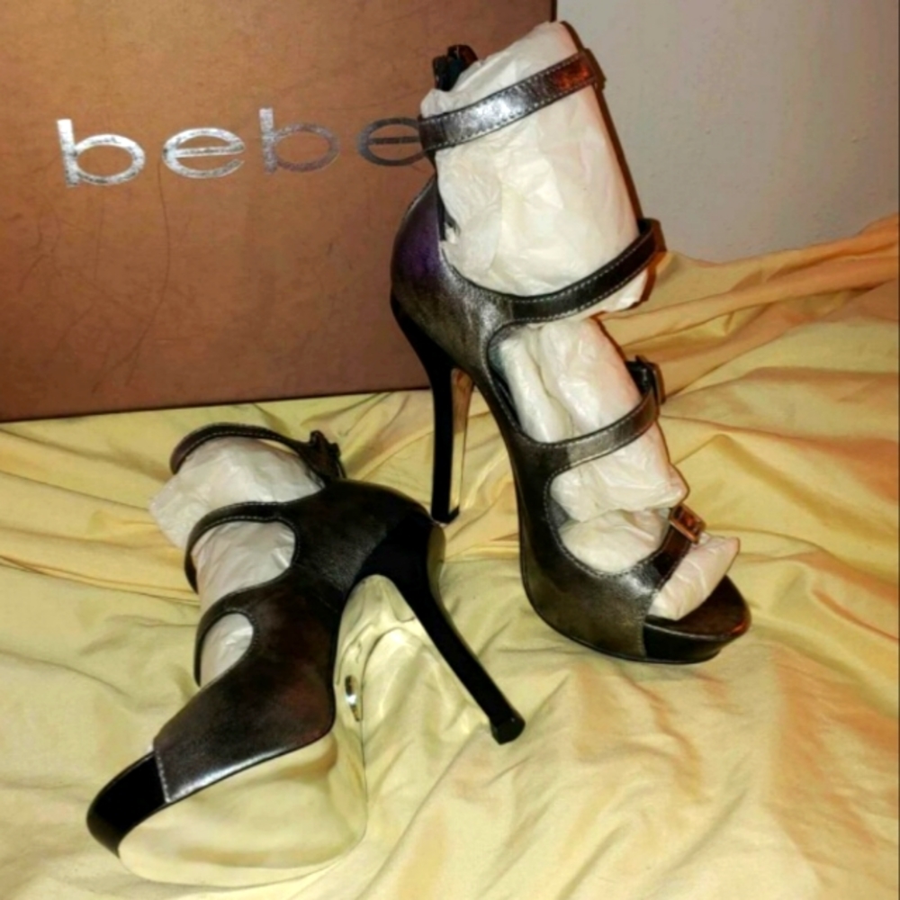 bebe Stilettos, Size 7, Color: Pewter